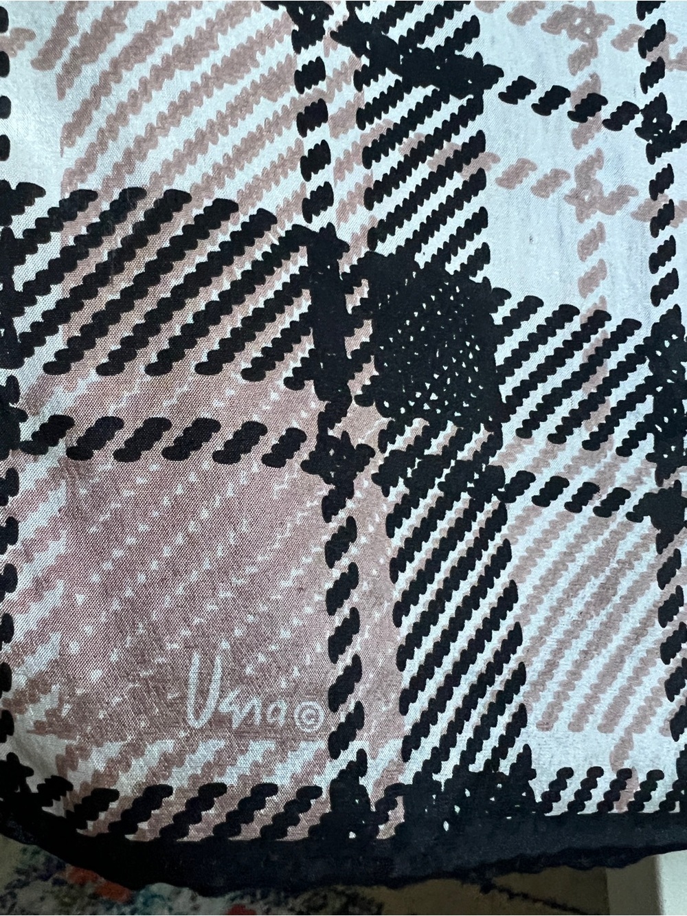 Silk scarf Vintage plaid Vera Neumann Scarf Brown Black Japan purse, hair, neck